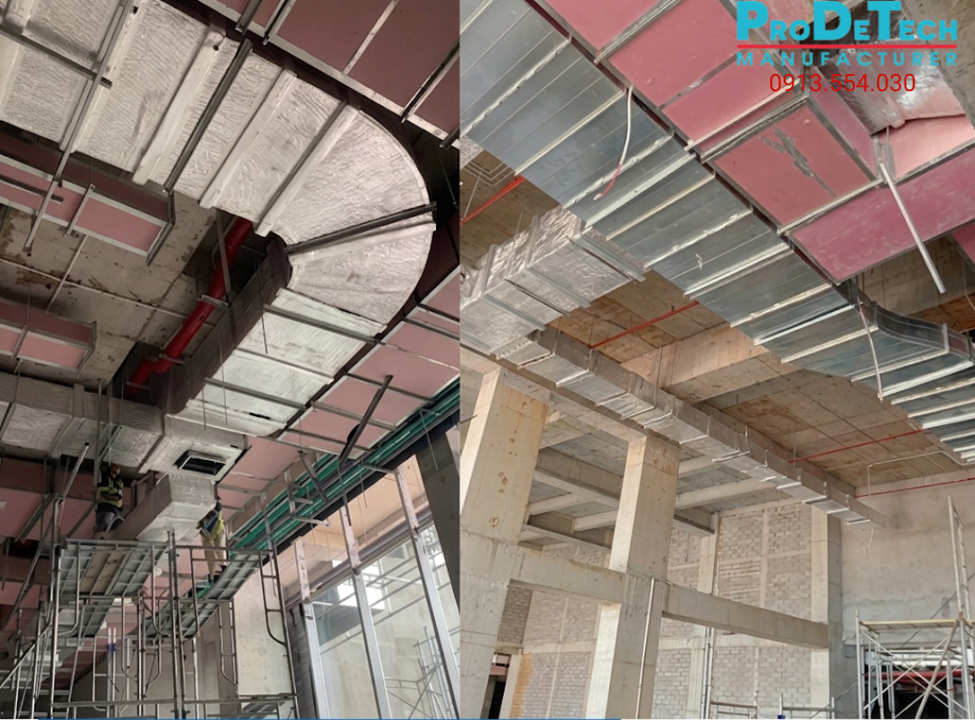 Vật tư ống gió chống cháy PRODETECH phù hợp cho trung tâm thương mại, nhà máy công nghệ và công trình yêu cầu PCCC cao.