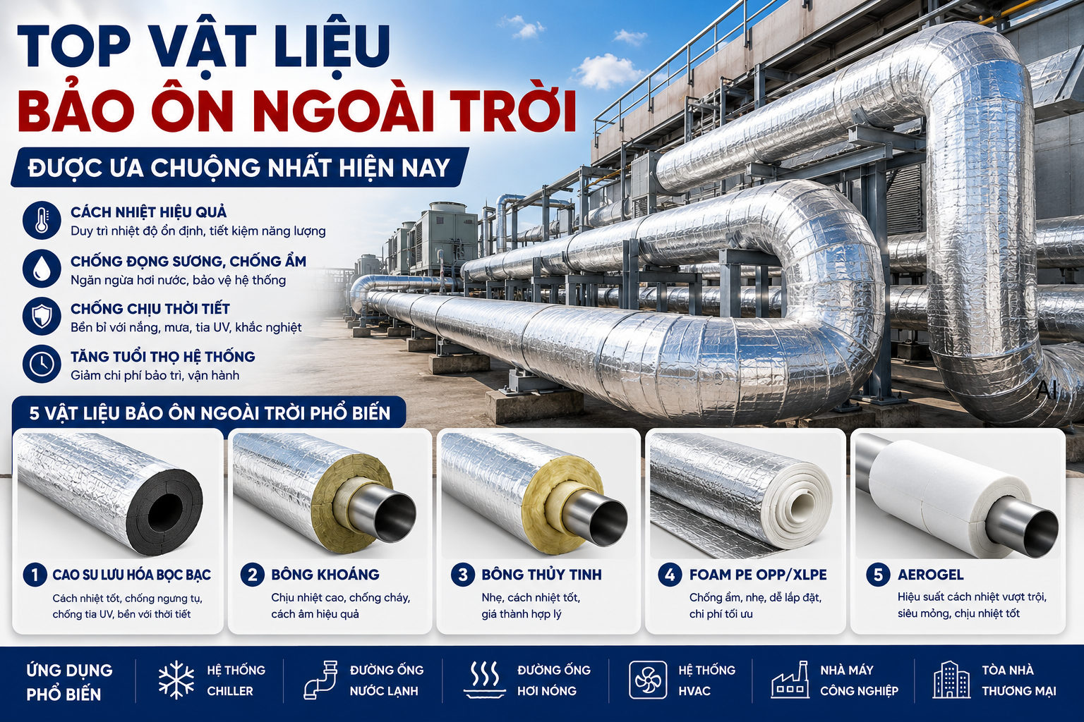 Top 5+ Vật Liệu Bảo Ôn Ngoài Trời Được Ưa Chuộng Nhất Hiện Nay