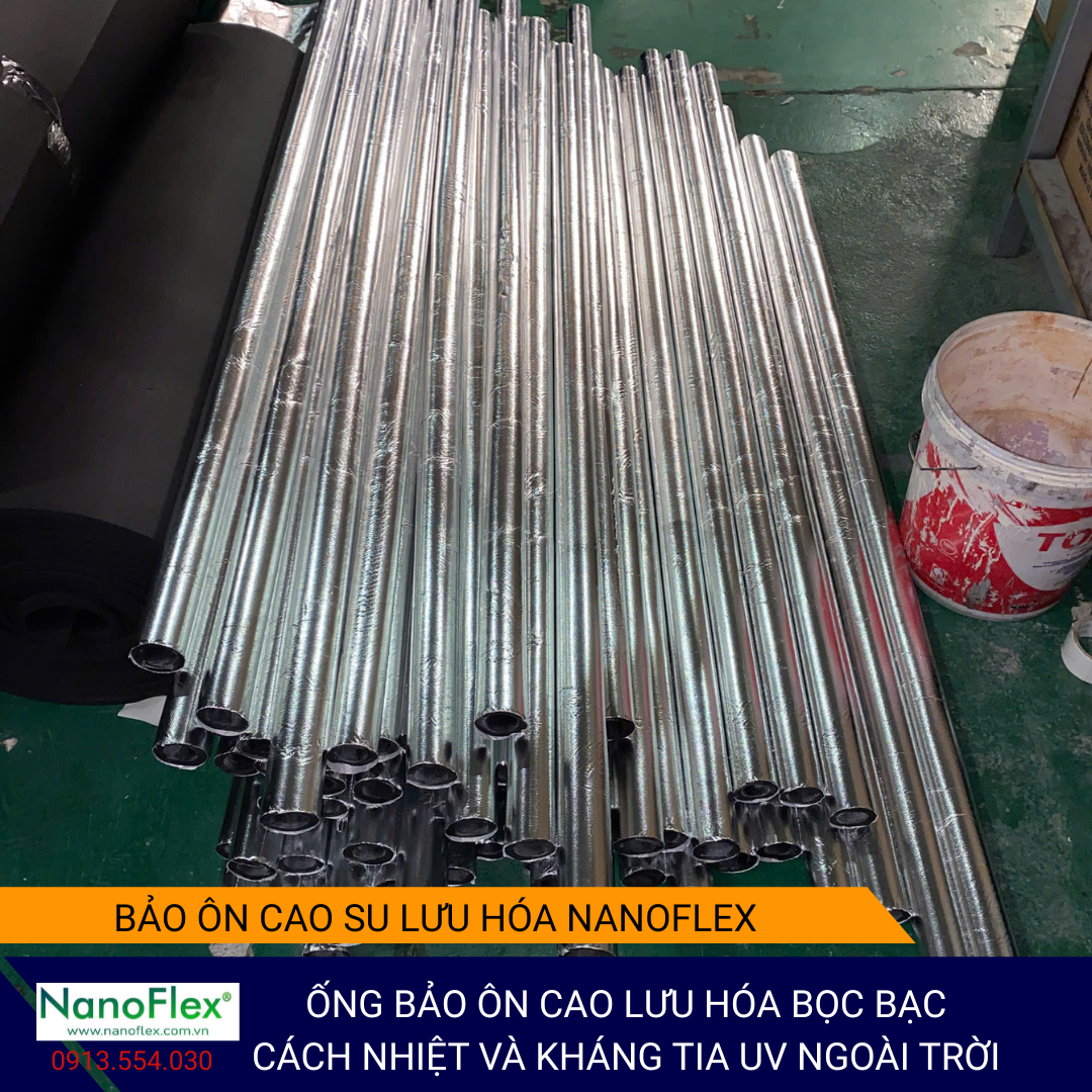 Ống bảo ôn bọc bạc cách nhiệt và kháng tia UV ngoài trời